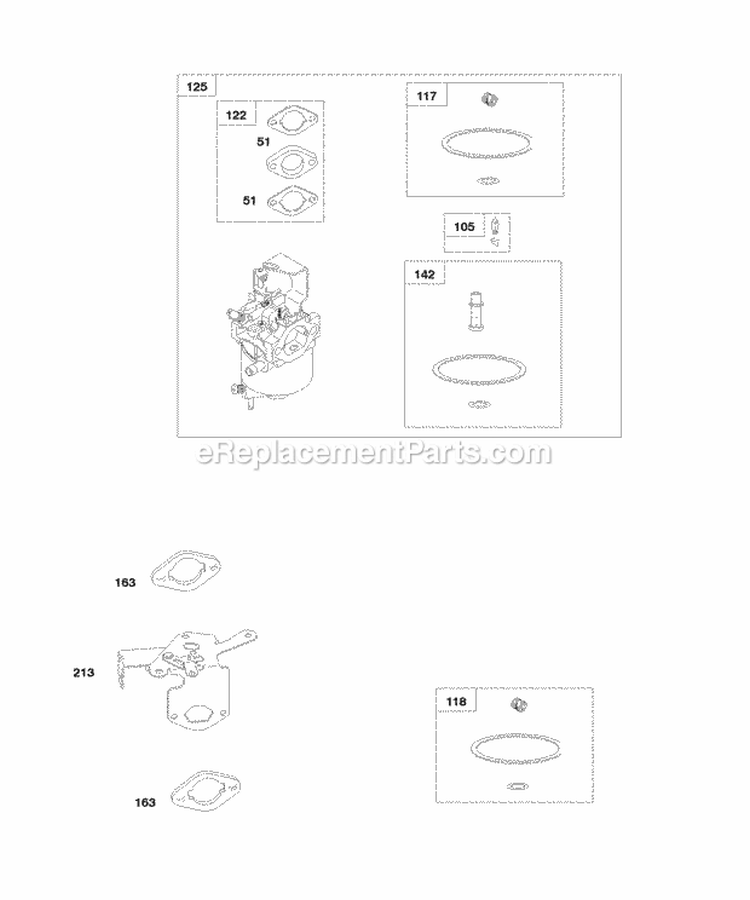Carburetor Diagram and Parts List for 246437-0084-B1  Briggs and Stratton Engine